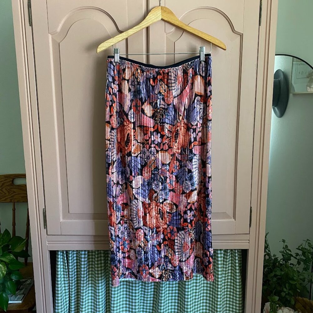 Anthropologie Maeve Tilda Pleated Velvet Midi Skirt